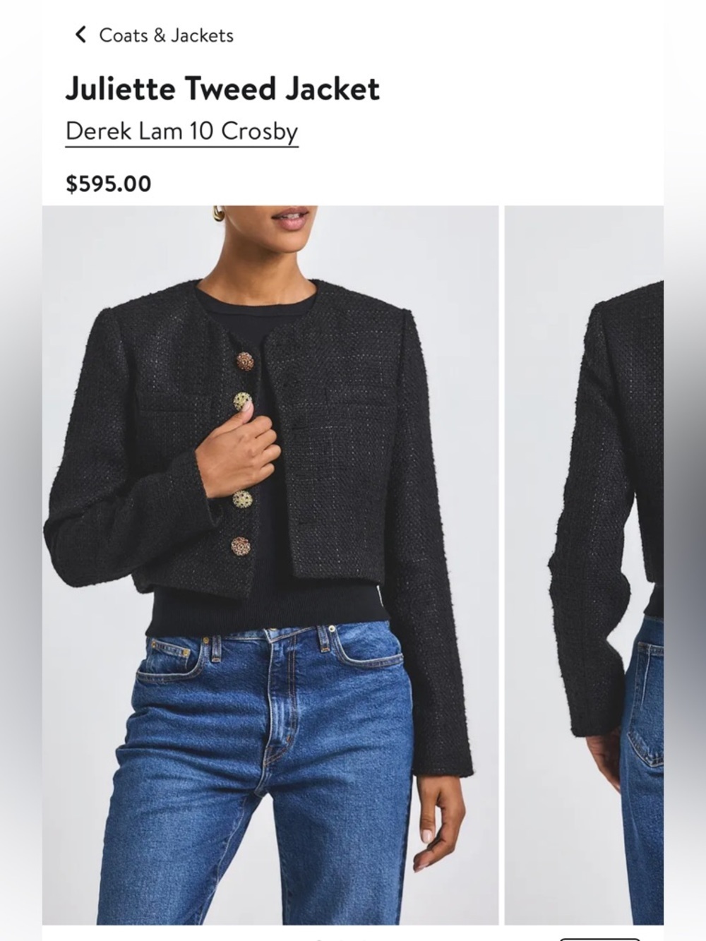 NWT Derek Lam 10 Crosby JULIETTE TWEED JACKET, BLACK-currently sold at Nor - Picture 4 of 16